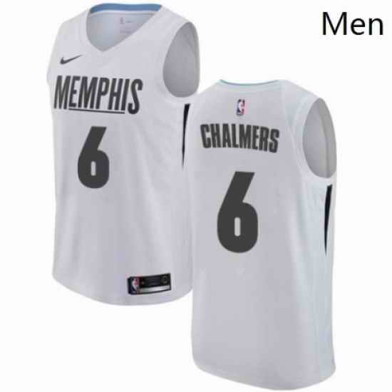 Mens Nike Memphis Grizzlies 6 Mario Chalmers Authentic White NBA Jersey City Edition